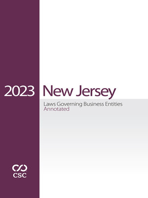 cover image of CSC New Jersey Laws Governing Business Entities Annotated